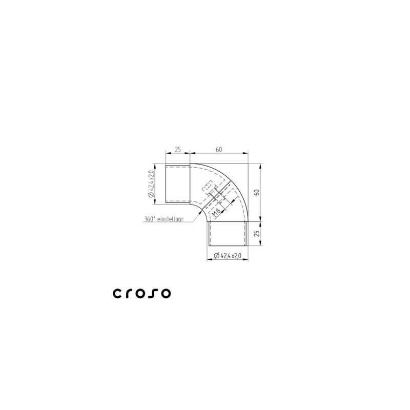 Coude flexible pour tube Ø42,4 mm Inox 304 - CROSO