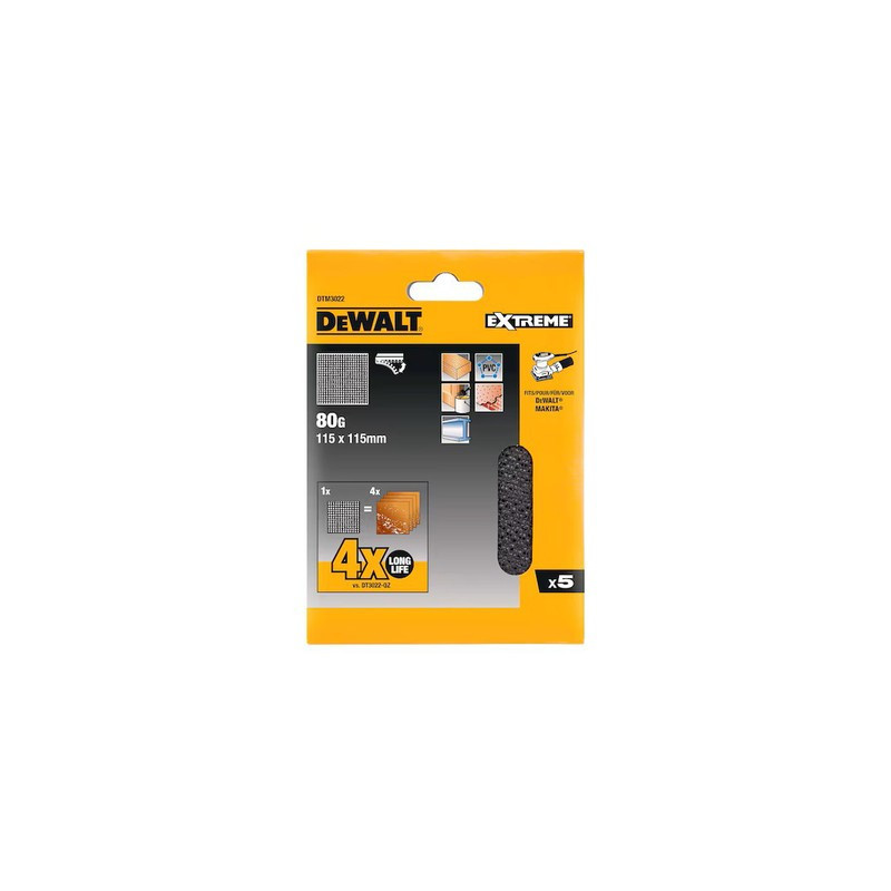 Feuille abrasive velcro 115x115 mm - DEWALT