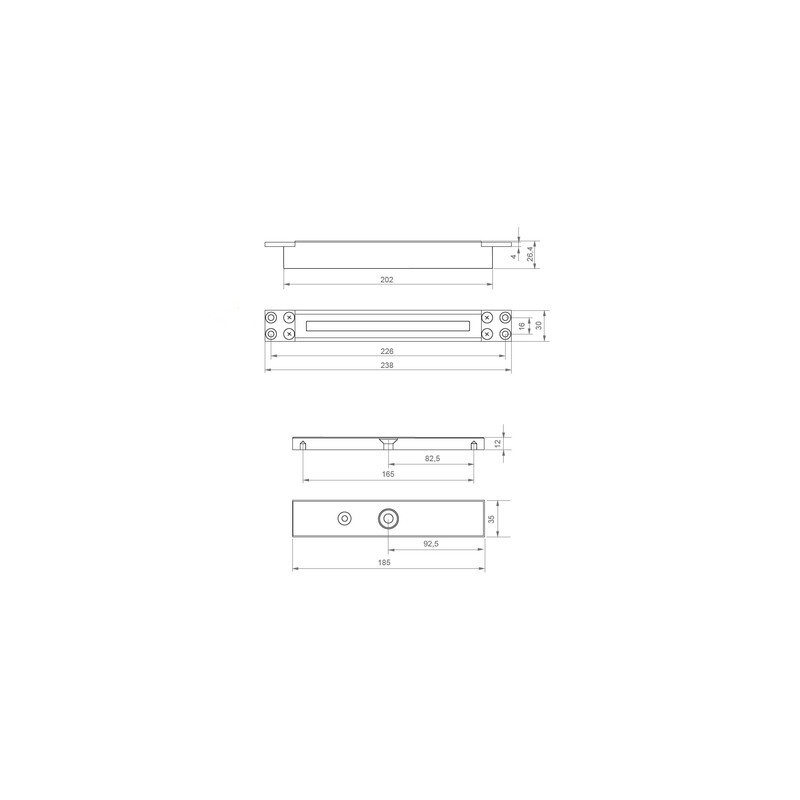 Ventouse électromagnétique à encastrer 300 Kg 12/24VDC rupture pont thermique - IZYX