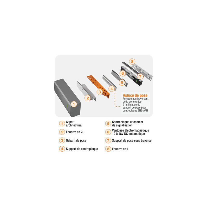 Kit complet ventouse en applique 300 kg 12-48V EH3 - IZYX