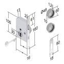 Kit serrure à encastrer monopoint coulissant clé i rosace ronde EASY - FIMET