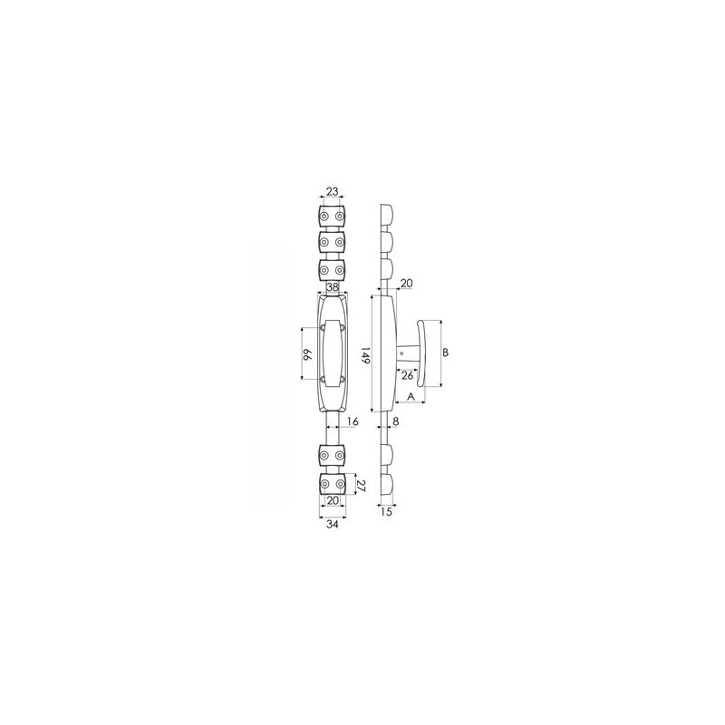 Crémone fonte bouton simple moderne RY51 - TORBEL
