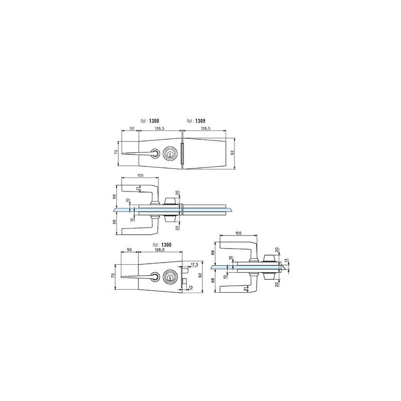 Serrure de milieu CLASSIQUE 1300 chromé brillant - STREMLER