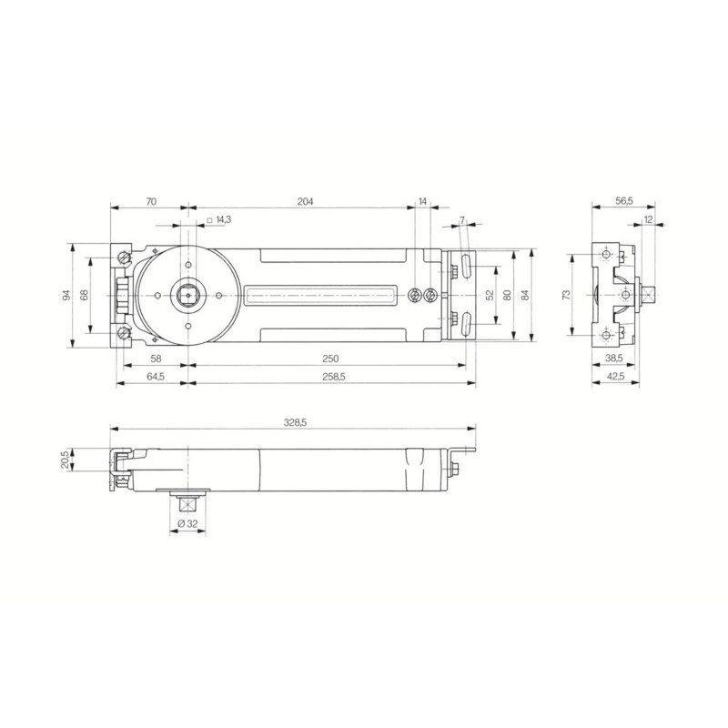 Ferme-porte encastré hydraulique frein en traverse force 4 RTS85 - DORMAKABA