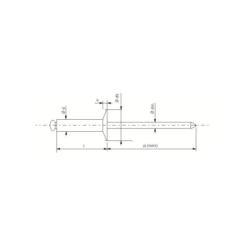 Rivet aluminium tête fraisée - DEGOMETAL