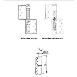 Paire de charnières DENSEI 110 - 113 sans arrêt - SEVAX