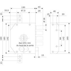 Coffre de serrure applique multipoint verticale à tirage clé à pompe A2P PERFECTA - ISEO