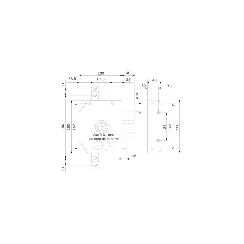 Coffre de serrure applique multipoint verticale à tirage clé à pompe A2P PERFECTA - ISEO