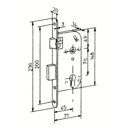 Serrure à encastrer monopoint axe 45 profil rond BLOCTOUT / SUPERSURETE bouts ronds - BRICARD