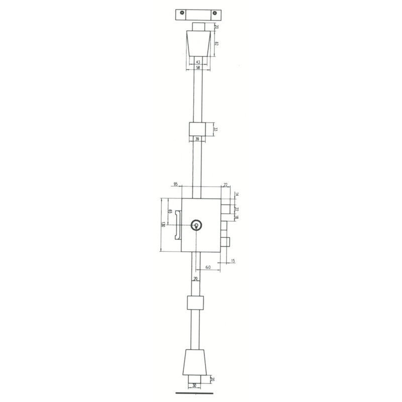 Coffre de serrure applique multipoint verticale à tirage clé à pompe A2P TRIDENT VIGIE - PICARD
