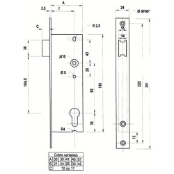 Serrure à encastrer monopoint bec de cane clé i série 980 - METALUX
