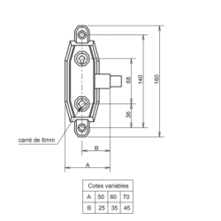 Serrure applique monopoint verticale à fouillot clé 4 gorges GOLLOT 7500 - METALUX