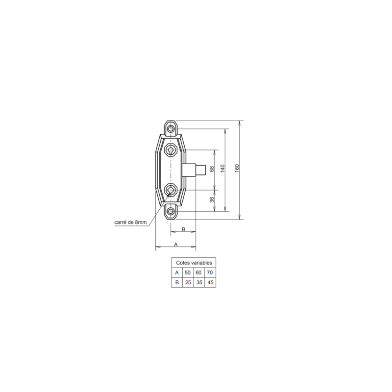 Serrure applique monopoint verticale à fouillot clé 4 gorges GOLLOT 7500 - METALUX