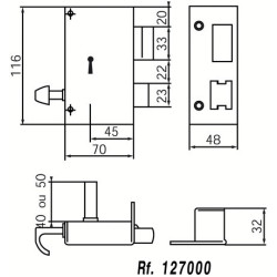 Serrure applique monopoint verticale à tirage clé 4 gorges - JPM