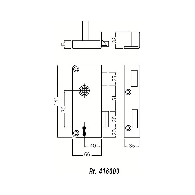 Serrure applique monopoint verticale à fouillot clé 4 gorges extra plate - JPM