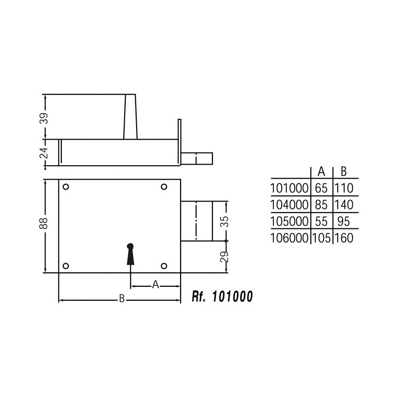 Serrure applique monopoint horizontale pêne dormant seul clé à chiffres - JPM