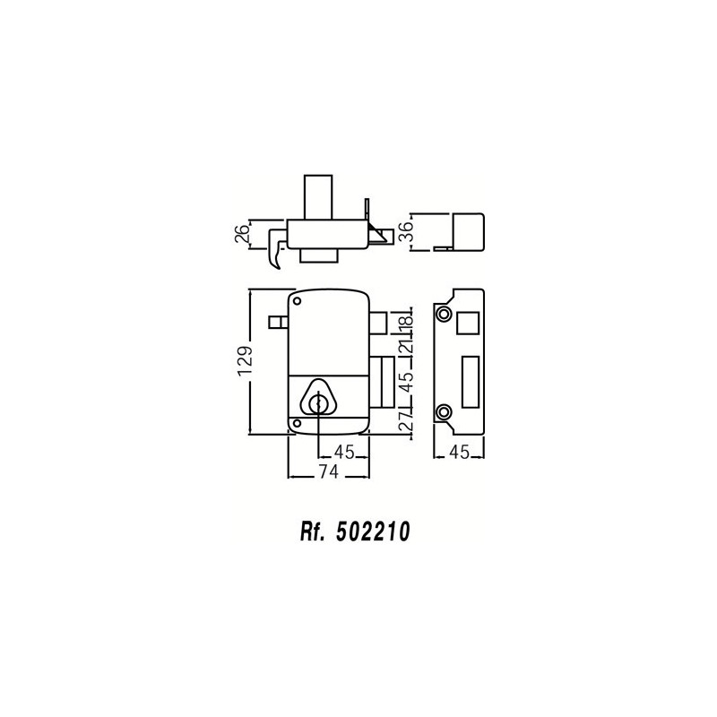 Serrure applique monopoint verticale à tirage CISA varié - NORMBAU