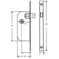 Serrure à encastrer monopoint axe 40 bec de cane NF240 bouts ronds - JPM