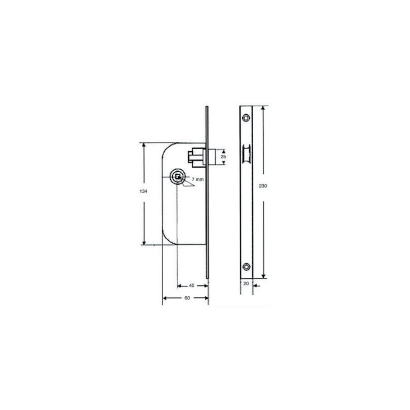 Serrure à encastrer monopoint axe 40 bec de cane NF240 bouts ronds - JPM