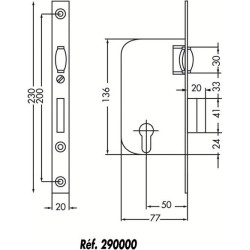 Serrure à encastrer monopoint axe 50 à rouleau clé i MULTIBAT bouts ronds - JPM