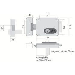 Serrure électrique en applique 2 entrées 8/15V réversible - JPM