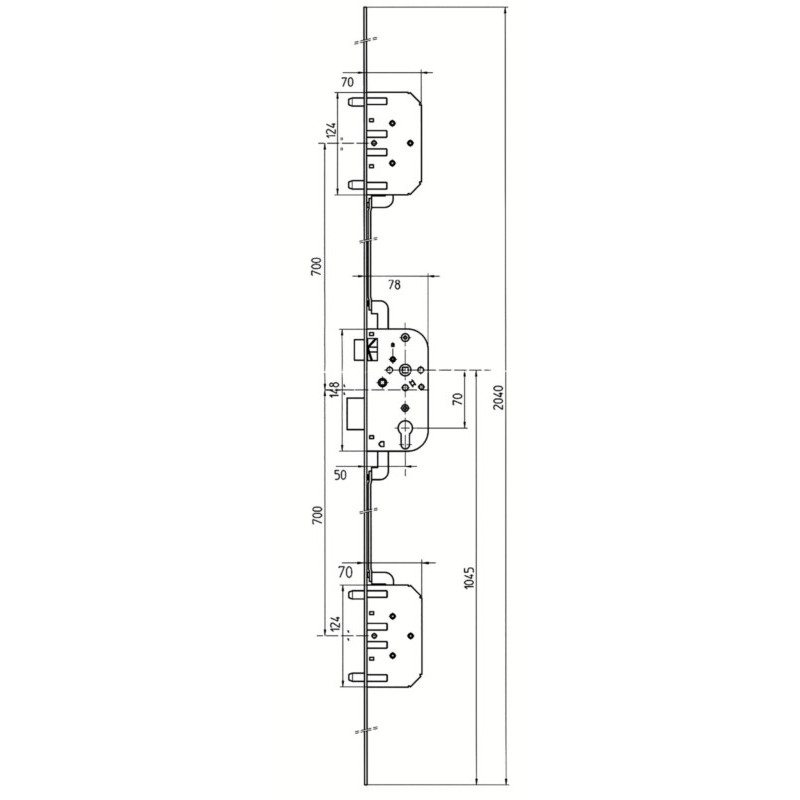 Serrure à encastrer 5 points axe 50 pêne dormant demi-tour clé i 5900 - VACHETTE ASSA ABLOY