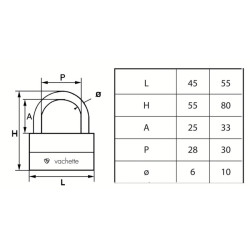 Cadenas à clé ULYSSE laiton - VACHETTE