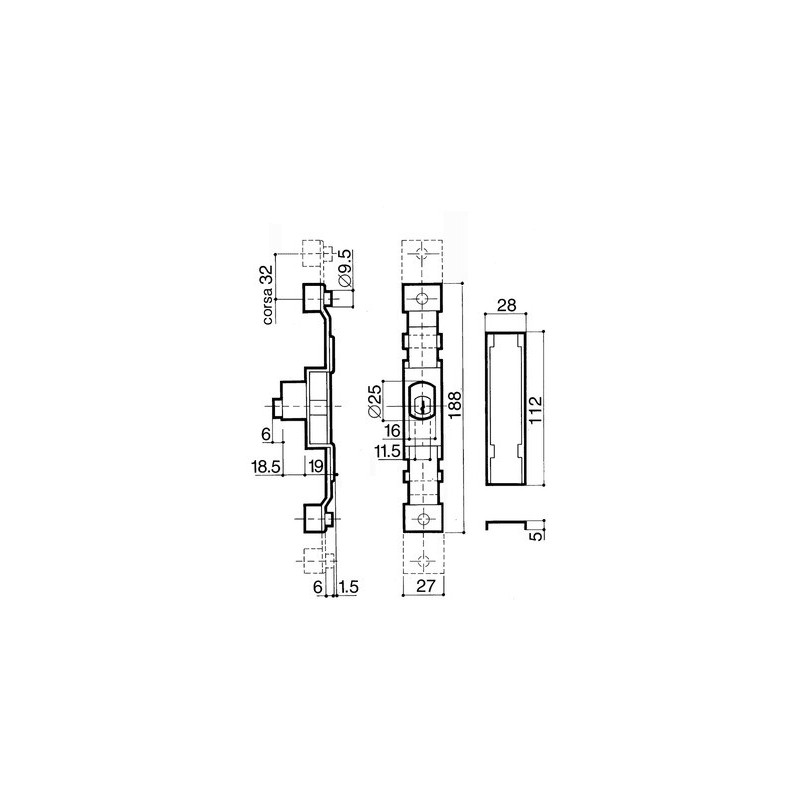 Coffre de serrure multipoint verticale de grille extensible 6610 - PREFER