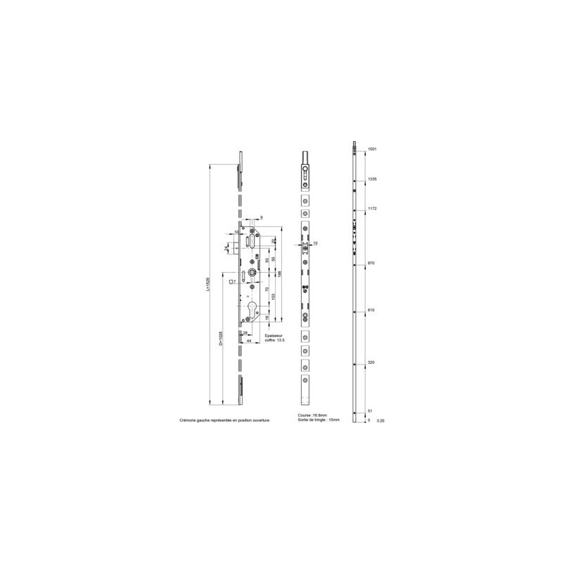 Crémone barillet PF2 G-24484 - FERCO