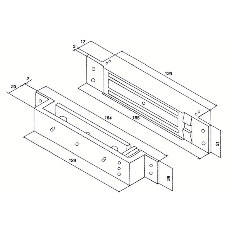 Ventouse électromagnétique à encastrer à cisaillement 750 Kg 12/24V - HQ MAG