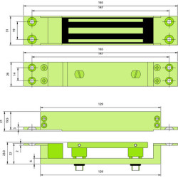 Ventouse électromagnétique à encastrer à cisaillement 750 Kg 12/24V - HQ MAG