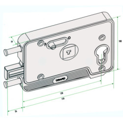Serrure applique monopoint horizontale profil européen porte de garage EA - TIRARD & BURGAUD