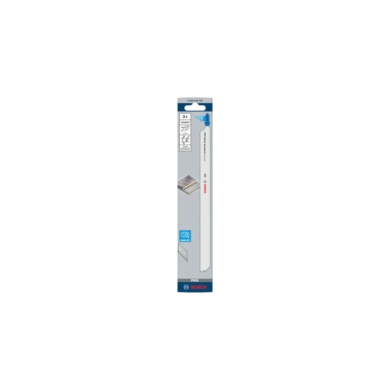 Lot de 3 lames de scie sauteuse BIM métal 250 mm T1018AFP - BOSCH