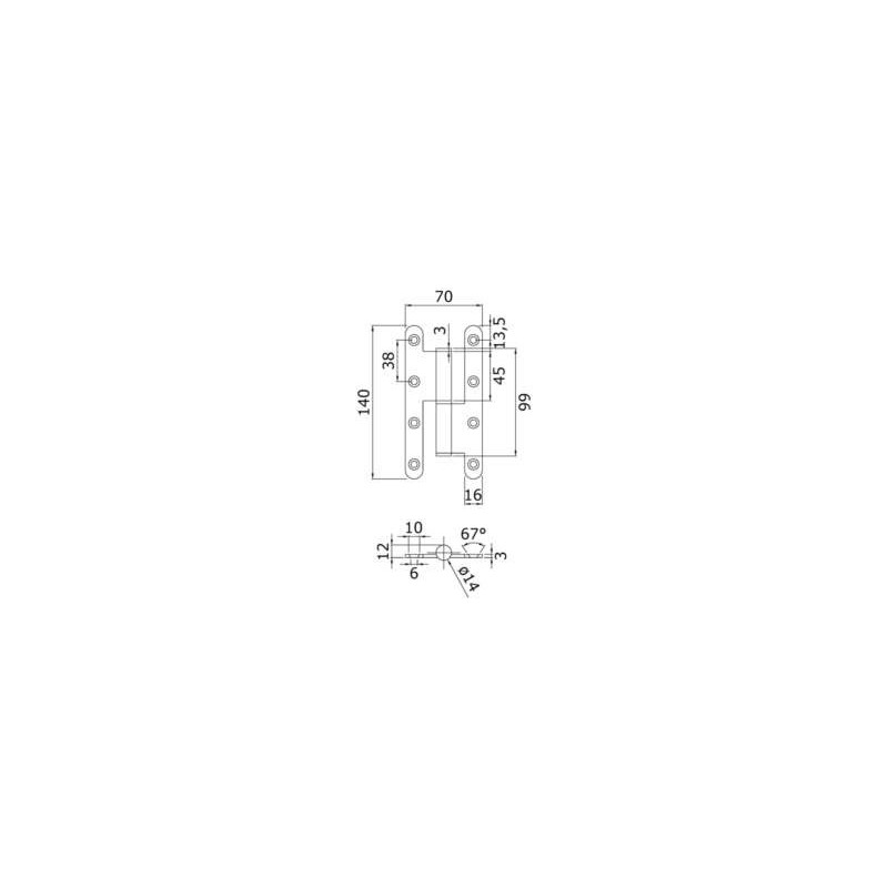 Paumelle inox bouts ronds 140x70 - DESIGN MAT