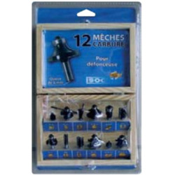 Coffret 12 mèches de défonceuse assorties carbure - LEMAN