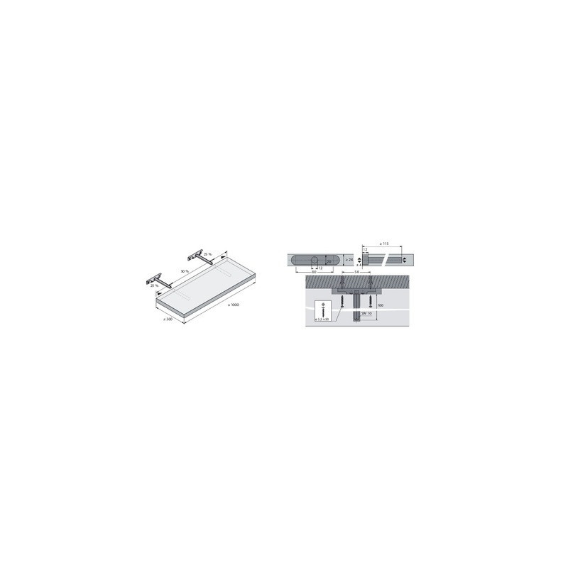 Support invisible pour tablette de rayonnage TITAN - HETTICH