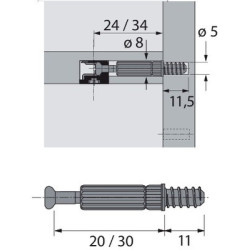 Goujon à visser DU 243 T / DU 232 T TWISTER - HETTICH