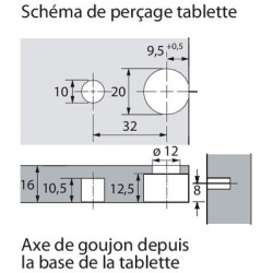 Ferrures VB 36 pour étagères de 19 mm - HETTICH