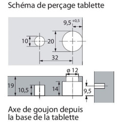 Ferrures VB 36 pour étagères de 19 mm - HETTICH