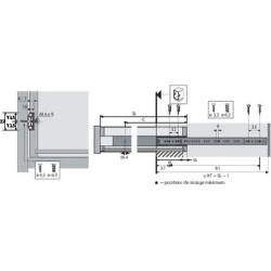 Coulisse à sortie partielle pour montage en rainure KA 270 - HETTICH
