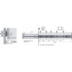 Coulisse à sortie totale pour montage latéral silent system KA 4532 AM - HETTICH