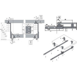 Coulisse à bille sortie partielle pour tablette bois KA 3434 - HETTICH