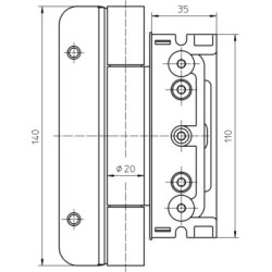 Paumelle invisible 4030 3D FD BAKA PROTECT - SIMONSWERK