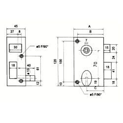 Serrure applique monopoint verticale à fouillot clé 4 gorges 804 - METALUX