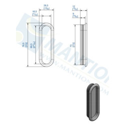 Poignée cuvette porte intérieure à entailler 75x20 - MANTION