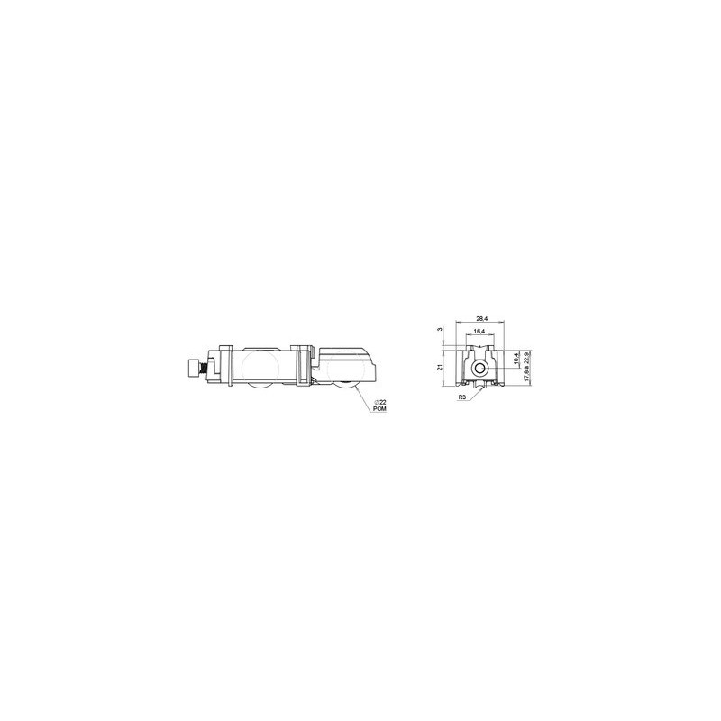 Chariot POM pour coulissant verre de 24 WICONA WS65 DS4419 - CROISEE DS