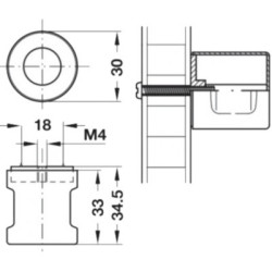 Bouton de meuble fixe L33 mm zamak - HAFELE