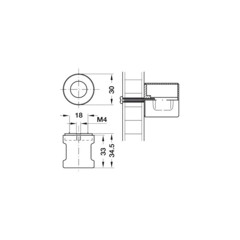 Bouton de meuble fixe L33 mm zamak - HAFELE