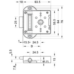 Serrure de meuble espagnolette NOVA - HAFELE