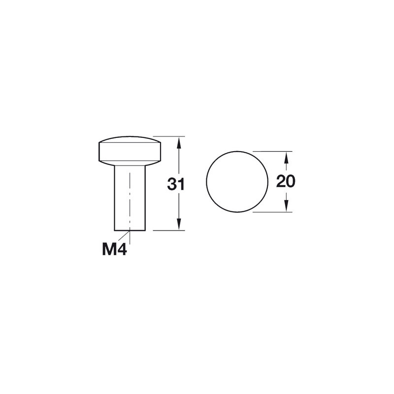 Bouton de meuble Ø20 mm zamak - HAFELE Bouton D20mm - HAFELE